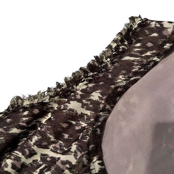 Banana Republic Purple Cream Abstract Ruffle Tank Top Size XS - Picture 4 of 7